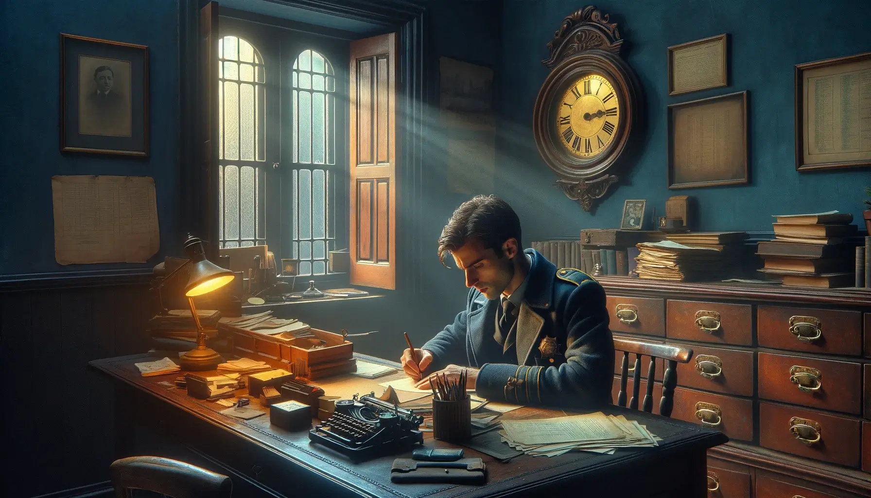 hombre en su escritorio estudiando tests psicotecnicos